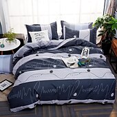 economico Set copripiumino-Set di copripiumni arte geometrica modello nero bianco Set di copripiumini Soffice Set di biancheria di lusso in poliestere 3 pezzi Idee regalo per la casa