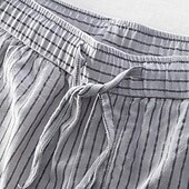 billiga Klassisk-Herr Långbyxor Casual byxor Ficka Snörning Elastisk midja Rand Komfort Andningsfunktion Semester Dagligen Helgdag Mode Streetwear Svart Vit