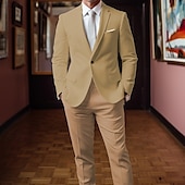 abordables Blazers Clásicos para Hombres-Hombre Graduación Conjunto chaqueta Negocio Fiesta de Cóctel Fiesta de Boda Moda Casual Verano Primavera Poliéster Plano Botones Bolsillo Cómodo Botonadura Simple Chaqueta de sport Blanco Rojo Azul