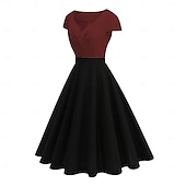 ieftine Rochii-Elegant 1950 Rochie de epoca Lungime Genunchi Rochii Rochie A-Line Rochie de ceai Linia -A Pentru femei Crăciun Carnaval An Nou Venire Acasă Casul / Zilnic Petrecerea Burlăcițelor Adulți Rochii de