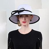 cheap Party Hats-Hats Fiber Bowler / Cloche Hat Sun Hat Wedding Tea Party Elegant Wedding With Bowknot Headpiece Headwear