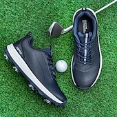 cheap Men&#039;s Golf Shoes-Men&#039;s Black and White Golf Shoes with Spiked Sole, Breathable Upper, and Lightweight Design for Comfort and Support on the Golf Course