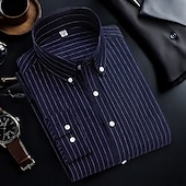 economico camicie oxford da uomo-Per uomo Camicie Camicia abbottonata Camicia Oxford Camicia non stirabile Camicia a righe A quadri / A righe / Chevron Matrimonio Ufficio e carriera Blu chiaro Bianco Blu marino Blu reale Manica lunga