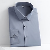 abordables chemises sans repassage pour hommes-Homme Chemise Chemise boutonnée Couleur unie Mariage Soirée Noir Blanche Jaune Vert Claire manche longue Revers Printemps Automne Vêtement Tenue Poche