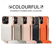 economico Cover per iPhone-telefono Custodia Per iPhone 16 15 14 Pro Max Plus 13 Pro Max Copertura Posteriore con Supporto Magnetico con Cordino Retrò Placcatura Pelle PU