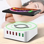 baratos Computador e Escritório-Estação de carregamento USB de 72 W com carregador sem fio de 15 W 6 em 1, várias portas USB, carregador de mesa para iPhone, iPad, Macbook, laptop, Samsung e dispositivos Android