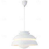 cheap Pendant Lights-Single Light Pendant Light Fixtures White Metal Pendant Light Home Decor with Metal Shade Modern Hanging Lamp Hight Adjustable E27 Industrial Chandelier for Living Room Bedroom 32cm 110-240V