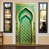 billige Ferievev-Ramadan Mubarak Dørdekorasjoner Dørdeksler Dør Teppe Dørgardin Dekorasjon Bakgrunn Innendørs/Utendørs Dørbanner Frontdør Gårdsbruk