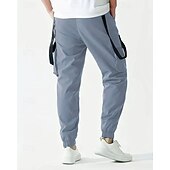 baratos Calças Cargo-Homens Calças Cargo Corredor Calças Com Cordão Bolso multi Cintura elástica com cordão Tecido Vestível Ao ar livre Diário Acampar e Caminhar Moda Clássico Preto Vinho