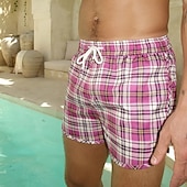baratos shorts de natação masculinos-Homens Bermuda de Surf Shorts de Natação Calção Justo de Natação Calção Com Cordão Cintura elástica Listrado Conforto Secagem Rápida Curto Diário Feriado Piscina Moda Casual Amarelo Rosa
