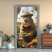 Недорогие Дверные чехлы-Веселые животные Декорации для дверей Чехлы для дверей Капибара Ковры для дверей Портьера для дверей Декорации Задний план Дверной баннер для передней двери Фермерский дом