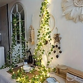 Недорогие Солнечные струнные светильники-5м-50 светодиодов наружная солнечная восходящая тигровая лоза зеленый лист медная проволока световая гирлянда двор сад свадьба фестиваль атмосфера украшение световая гирлянда