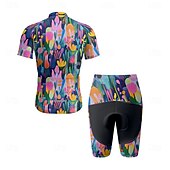 cheap Men&#039;s Clothing Sets-Men&#039;s Cycling Jersey with Shorts Floral Botanical Short Sleeve Bike Clothing Suit with 3 Rear Pockets Mountain Bike MTB Road Bike Cycling Front Zipper Sweat wicking Comfortable Breathable Sports
