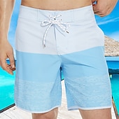 baratos shorts de natação masculinos-Homens Roupa de banho Bermuda de Surf Shorts de Natação Calção Justo de Natação Riscas Estampas Abstratas Secagem Rápida Respirável Com Cordão Cintura elástica Férias Praia Havaiana Casual Azul Lago
