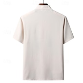 economico camicia da uomo con bottoni-Per uomo Camicia Camicia Estiva Camicia casual Camicia da Spiaggia Camicia con Bottoni Rosso Blu marino Verde Grigio chiaro Grigio scuro Manica Corta Drago Collo alla coreana Vacanza Camicia hawaiana