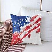 cheap Holiday Cushion Cover-American Flag Vintage Decorative Toss Pillows Cover 1PC Soft Square Couch Cushion Case Pillowcase for Bedroom Livingroom Sofa Chair 4th of July Independence Day
