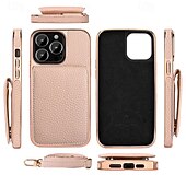 economico Cover per iPhone-telefono Custodia Per iPhone 16 15 14 Pro Max Plus 13 Pro Max Copertura Posteriore con Supporto Magnetico con Cordino Retrò Placcatura Pelle PU