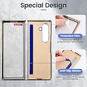 cheap Samsung Cases-Phone Case For Samsung Galaxy Z Fold 6 Z Fold 5 Z Fold 4 Z Fold 3 Back Cover Magnetic Support Wireless Charging Ring Buckle Retro PU Leather