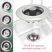 cheap Kitchen Utensils &amp; Gadgets-3 in 1 Kitchen Sink Stopper, Pop Up Kitchen Sink Drain Strainer, with An Extra Basket Strainer, Kitchen Sink Drain Stopper for US Standard 3-1/2 Inch, Brass Material Electroplate Silver
