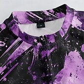 abordables Ensembles de vêtements pour hommes-Homme Maillot et Cuissard Velo Cyclisme Manche Courte VTT Vélo tout terrain Cyclisme sur route Été Printemps Automne Violet Pourpre foncé Graffiti Vélo Fermeture Éclair Frontale Évacuation de la