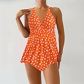 billiga One Pieces &amp; Tankinis-Dam Tankini Tvådelad baddräkt Korsvis Badkläder Fläck Badkläder Svart Blå Andningsfunktion Snabb tork Lättvikt Ärmlös - Simmning Surfing Strand Sommar Vår Plusstorlekar