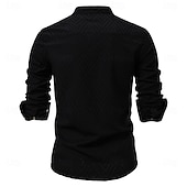economico Camicie Popover da Uomo-Per uomo Camicia Camicia popover Camicia estiva Maglietta informale Camicia da spiaggia Camicia con bottoni Nero Bianco Albicocca Manica lunga Jacquard Tinta unita / tinta unita A fascia Da mare