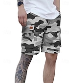 baratos Clássico-Homens Bermuda Cargo Shorts camuflados Calção Shorts de verão Com Cordão Cintura elástica Bolso multi Côr Camuflagem Conforto Vestível Comprimento do joelho Ao ar livre Esporte Diário Moda Casual