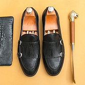 economico Semi-formale-mocassini da uomo firmati con doppia fibbia, tomaia in mesh testurizzato, scarpe casual eleganti per il lavoro e le occasioni speciali
