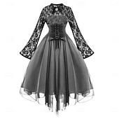 levne Šaty-Retro Punk a gotika Šaty Maškarní Čerodějnice Krajka Dámské Fantazie Steampunk Valpuržina noc předvečer Všech svatých Karneval Plesová maškaráda předvečer Všech svatých Večírek Dospělé Šaty