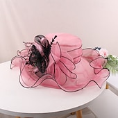 cheap Party Hats-2025 Kentucky Derby Hat for Women Ladies, Organza Veil Feather Fascinator for Tea Party Church UV Protection Sun Hat