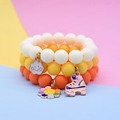 cheap Party Supplies-3pcs Cute Sun Flower, Rainbow Charm Beaded Unicorn Sun Flower Rainbow Bracelets Set