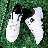 economico Scarpe da Golf da Uomo-scarpe da golf bianche da uomo con sistema di allacciatura Boa, suola chiodata, tomaia traspirante per comfort e stabilità sul campo da golf