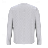 preiswerte Basic-T-Shirts-Herren T Shirt T-Shirt Langarmshirt Langarm V Ausschnitt Frühling Herbst Einfach Mode Designer Basic Jacquard Urlaub Straße Ausgehen Schwarz Weiß Blau Top T-Shirt für Herren