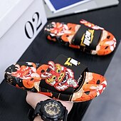 tanie Casual sandały-męskie czerwone sandały z nadrukiem smoka i trójwymiarowym wzorem smoka, swobodny styl na lato i festiwale