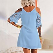 ieftine tricou alb-Pentru femei Rochie Mini Rochie albă Rochie de dantela Rochie casual Rochie de vară Modă În aer liber Concediu Dată Fit regulat Simplu Fără manșon Bretele Spagheti Alb Vară Primăvară