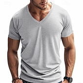 preiswerte Basic-T-Shirts-Herren T Shirt T-Shirt V-Ausschnitt T-Shirt Kurzarm V Ausschnitt Ganzjahres Einfach Mode Designer Basic Urlaub Straße Ausgehen Wein Schwarz Weiß Top T-Shirt für Herren