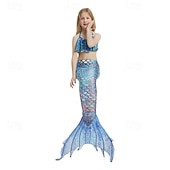 billiga Mermaid Baddräkt-Barn Flickor Badkläder för sjöjungfrun Baddräkt Helgdag Strand Vågar Semester Tropisk Baddräkter 4 år + Sommar Vit Gul
