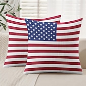 abordables 250º Aniversario-Funda de Almohada Decorativa Vintage de la Bandera Americana 1PC Funda de Cojín Suave Cuadrada para Sofá Cama Sala de Estar Silla 4 de Julio Día de la Independencia