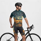 billiga Klädsatser för män-Herr Cykeltröja med shorts Kortärmad Bergscykling Vägcykling Svart Vit Gul Blommig Botanisk Cykel Elastan sporter Blommig Botanisk Kläder