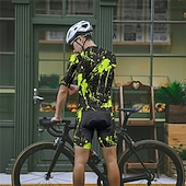 tanie Męskie zestawy odzieżowe-Męskie Koszulka z szortami na rower Krótki rękaw Kolarstwo górskie Kolarstwie szosowym Lato Wiosna Jesień Czarny Biały Pomarańczowy Graffiti Rower Suwak przedni Odvádí pot Wygodny Oddychający Spandeks