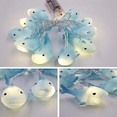 abordables Guirlandes lumineuses à piles-Guirlande lumineuse à 1,5 m avec 10 LED en forme de requin et de tortue, luminaire décoratif à piles, idéal pour la maison, la chambre à coucher, le bord de mer, les fêtes, les vacances