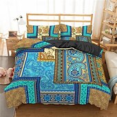 cheap Duvet Cover Sets-Duvet Cover Set Boho Paisely Art Red Black Pattern Duvet Cover Set Soft 3-Piece Luxury Polyester Bedding Set Home Decor Gift