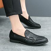 economico Semi-formale-mocassini da uomo firmati con doppia fibbia, tomaia in mesh testurizzato, scarpe casual eleganti per il lavoro e le occasioni speciali