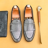 economico Semi-formale-mocassini da uomo firmati con doppia fibbia, tomaia in mesh testurizzato, scarpe casual eleganti per il lavoro e le occasioni speciali