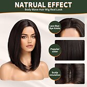 cheap Synthetic Trendy Wigs-Short Bob Wig Straight Shoulder Length Wigs for Women Middle Part Heat Resistant Fibre Synthetic Wig Daily Use