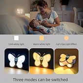 cheap Sensor Night Lights-Cute Butterfly Shaped LED Motion Sensor Night Light with Switch, Rechargeable Human Body Infrared Detection 3 Modes for Children&#039;s Day Christmas Gift 1PC