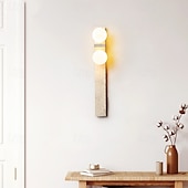 economico Luci da parete-applique da parete lunga striscia applique da parete retrò in stile giapponese per interni con paralume in vetro bianco latte applique da parete artistica in travertino giallo per camera da letto