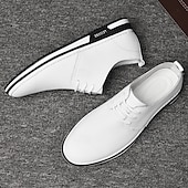 economico Casuale-scarpe da ginnastica casual stringate in similpelle bianca da uomo, comode scarpe antiscivolo con suola in gomma, ideali per l&#039;uso quotidiano e per il tempo libero