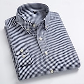 cheap Men&#039;s Button Down Shirts-Men&#039;s Shirt Dress Shirt Button Up Shirt Plaid Wedding Party Red Blue Green Dark Blue Long Sleeve Lapel Spring Fall Clothing Apparel Buttons