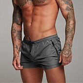 baratos calção de banho boxer masculino-Homens Calção Justo de Natação Shorts de Natação Bermuda de Surf Calças Com Cordão Com bolsos Natação Surfe Praia Esportes Aquáticos Cor Sólida Verão Primavera